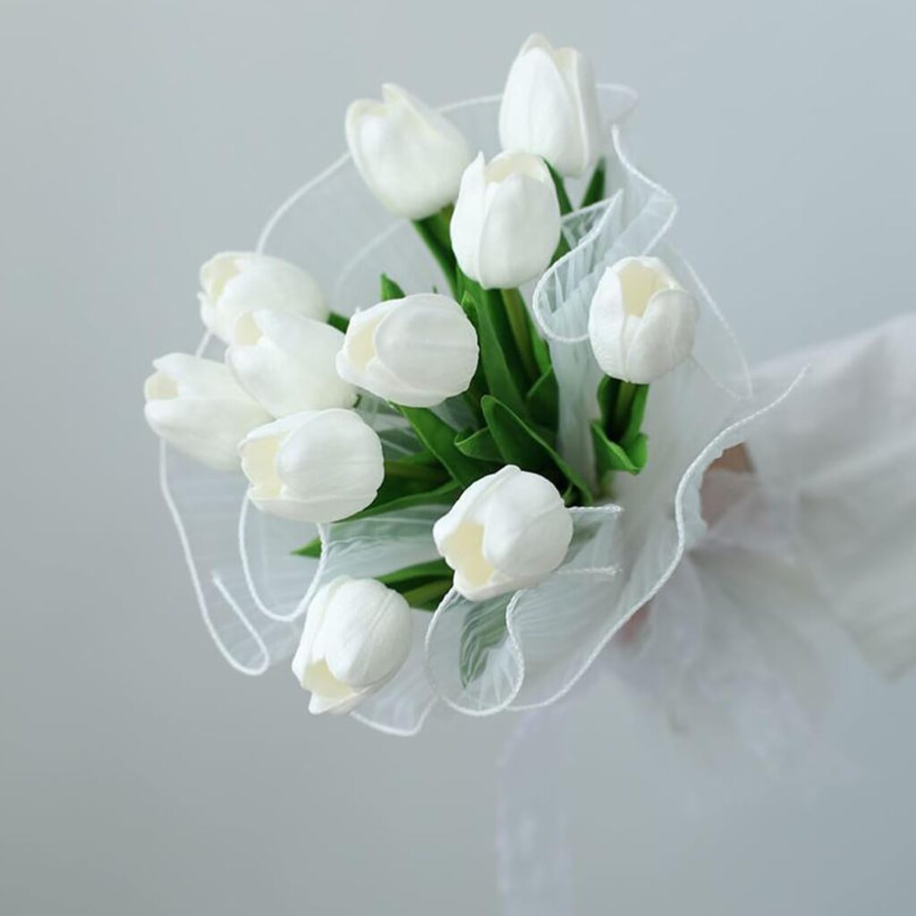 30pcs Real Touch Tulips PU Artificial Flowers, Fake Tulips Flowers for Arrangement Wedding Party Easter Spring Home Dining Room Office Decoration.