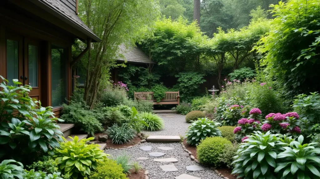 Rhododendrons in a landscaped garden, showcasing their vibrant blooms and lush foliage.