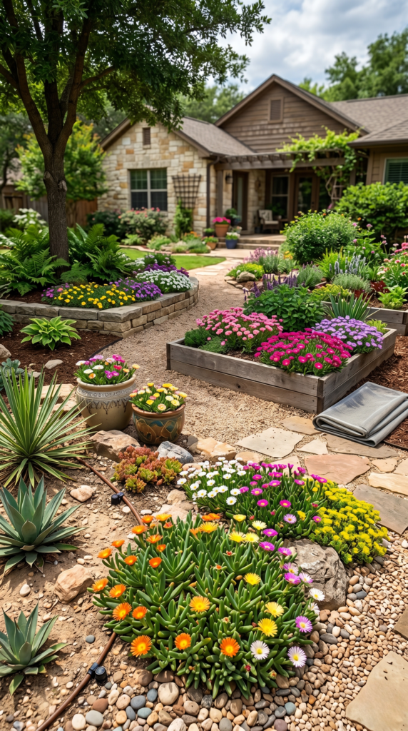 Ice Plants in a Mediterranean-Style Garden