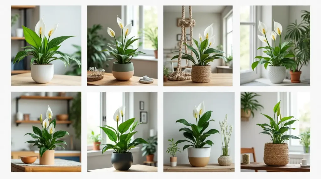 Bring home Peace Lily Wonders: A vibrant Peace Lily enhancing a cozy living room with its natural elegance and calming presence.