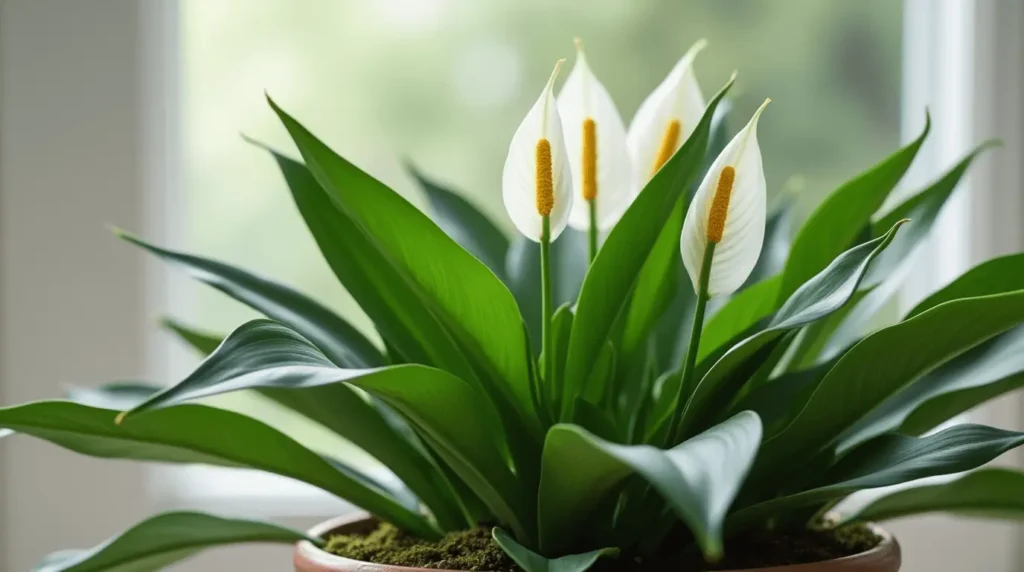 Create a plant oasis with Peace Lily Wonders: A Peace Lily surrounded by other indoor plants, bringing vibrant energy and a tropical vibe to your home.