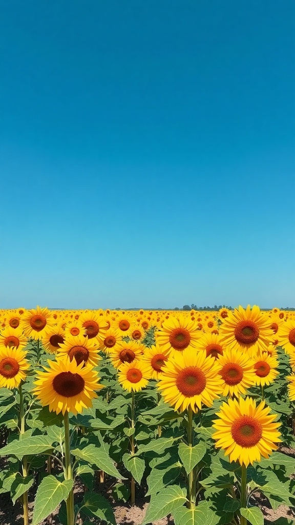 A field of sunflowers under a clear blue sky