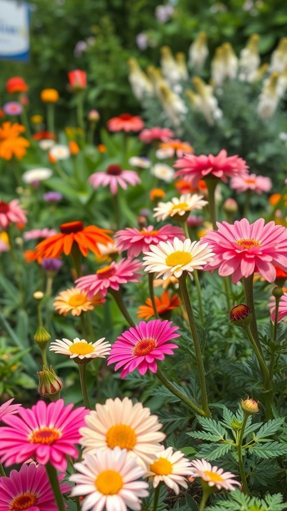 Colorful seasonal flowers in a small backyard garden