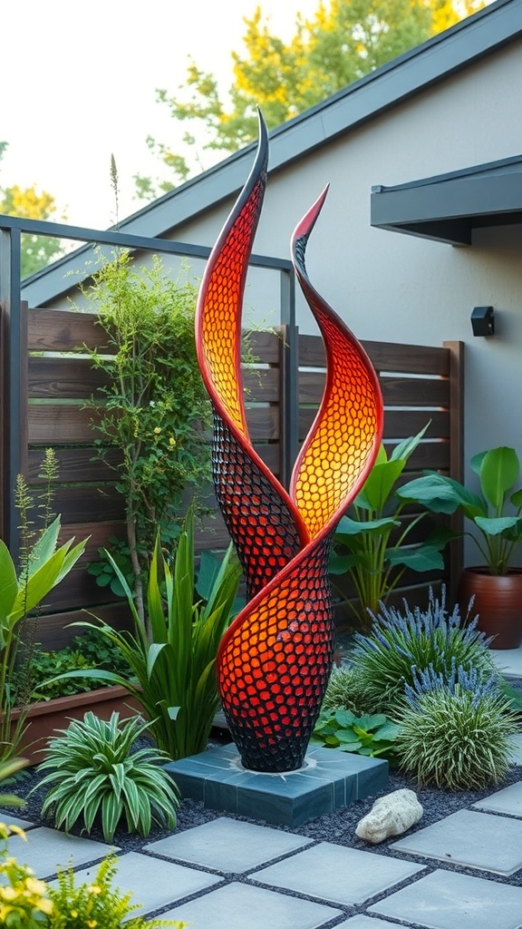 Outdoor art installation featuring a sign that says 'LEIV L NONE' surrounded by plants.