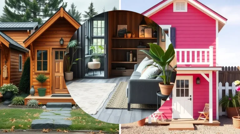 Modern tiny 2-story shed house with stylish wood exterior and compact, functional design
