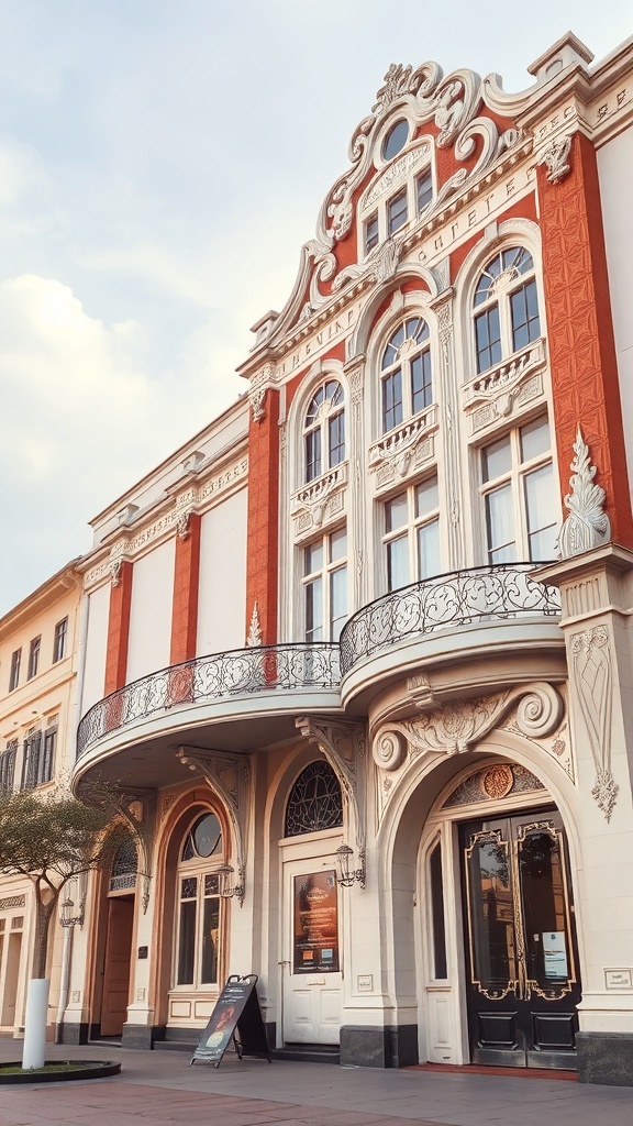 Art Nouveau facade with intricate details and elegant design