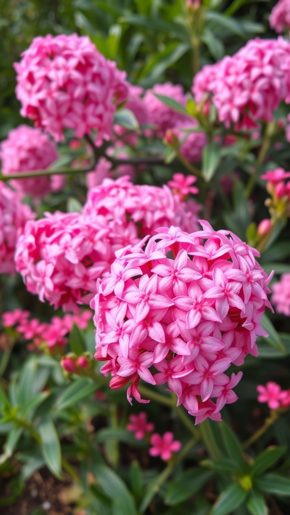 A close-up of pink Bouvardia flowers in full bloom.
