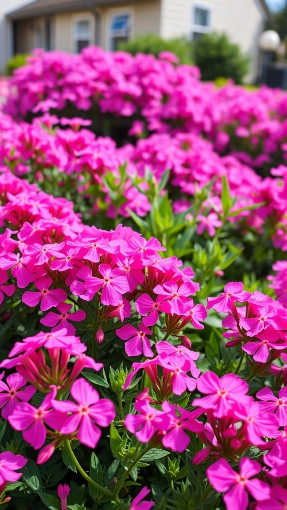 A vibrant display of pink phlox flowers in a garden