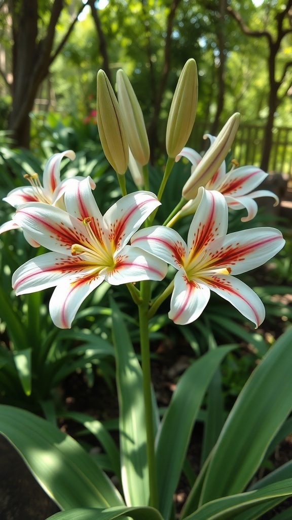 Close-up of Orange Toad Lily flowers with intricate patterns and vibrant colors.