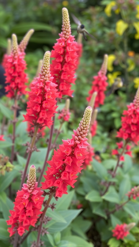 Pineapple sage with vibrant red flowers in a garden setting