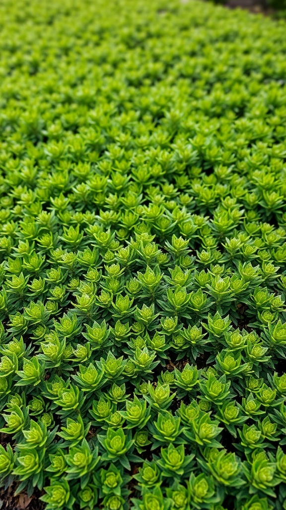 A lush carpet of small evergreen groundcover plants.