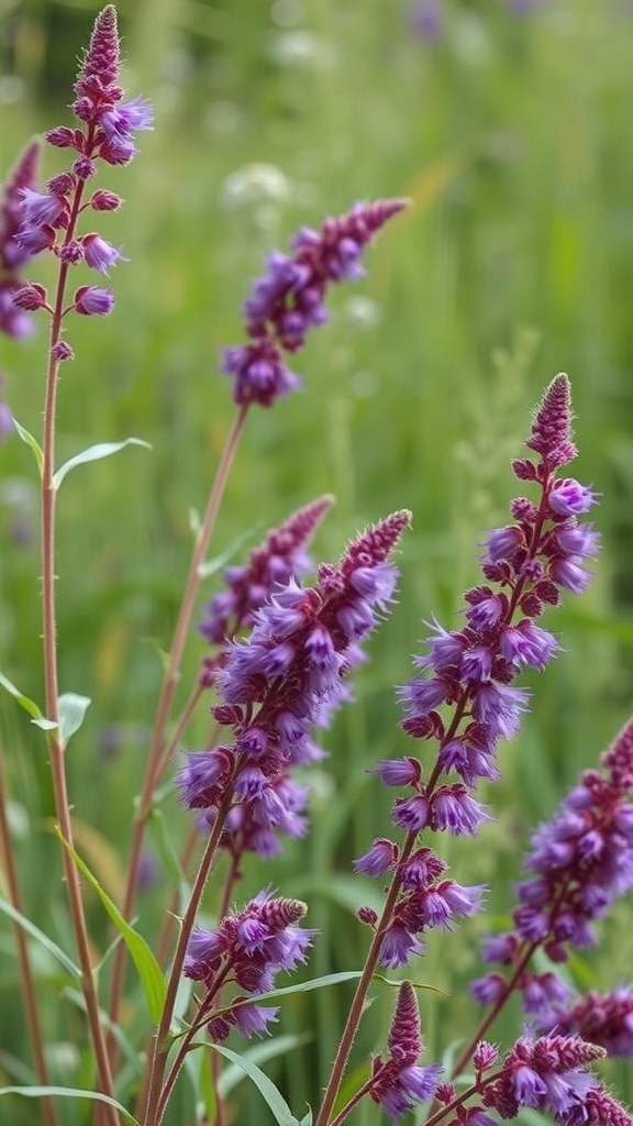 Purple Amaranth flowers with tall spikes and vibrant purple blooms