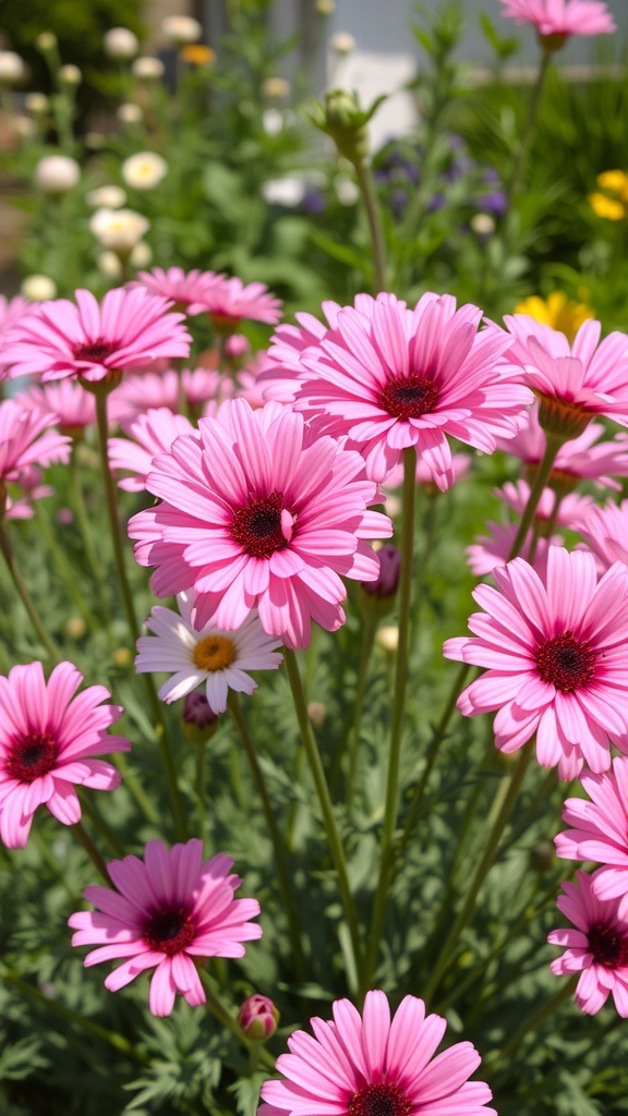 A cluster of pink Dianthus flowers in full bloom