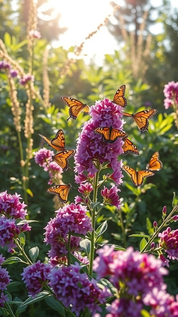 Butterfly Bush in bloom with butterflies around it